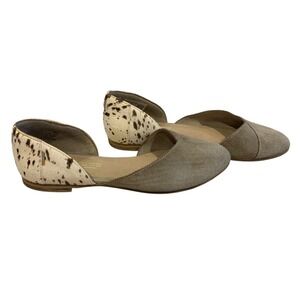TOMS Jutti D'Orsay Flats Women 8 Grey Calf Hair Spotted Western Boho  Minimalist